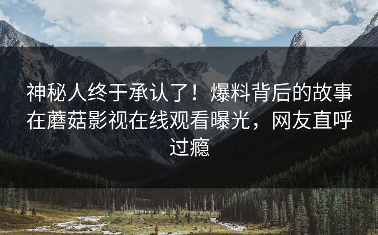 神秘人终于承认了！爆料背后的故事在蘑菇影视在线观看曝光，网友直呼过瘾