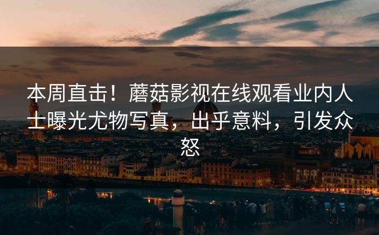 本周直击!蘑菇影视在线观看业内人士曝光尤物写真,出乎意料,引发众怒