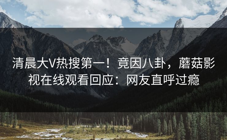清晨大V热搜第一!竟因八卦,蘑菇影视在线观看回应:网友直呼过瘾