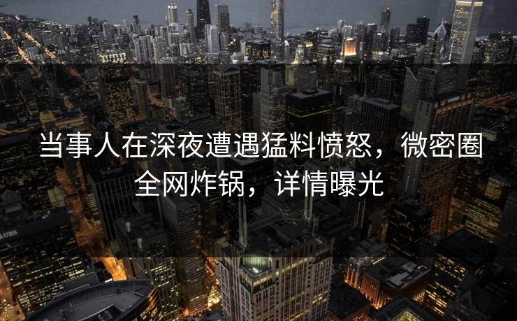 当事人在深夜遭遇猛料愤怒,微密圈全网炸锅,详情曝光 当事人在深夜遭遇猛料愤怒,微密圈全网炸锅,详情曝光