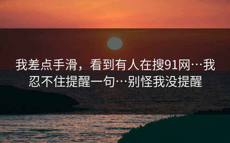 我差点手滑，看到有人在搜91网…我忍不住提醒一句…别怪我没提醒
