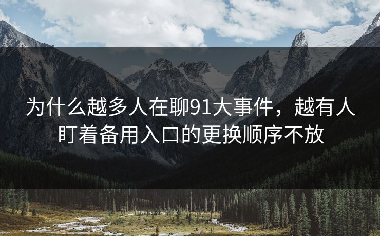 为什么越多人在聊91大事件,越有人盯着备用入口的更换顺序不放